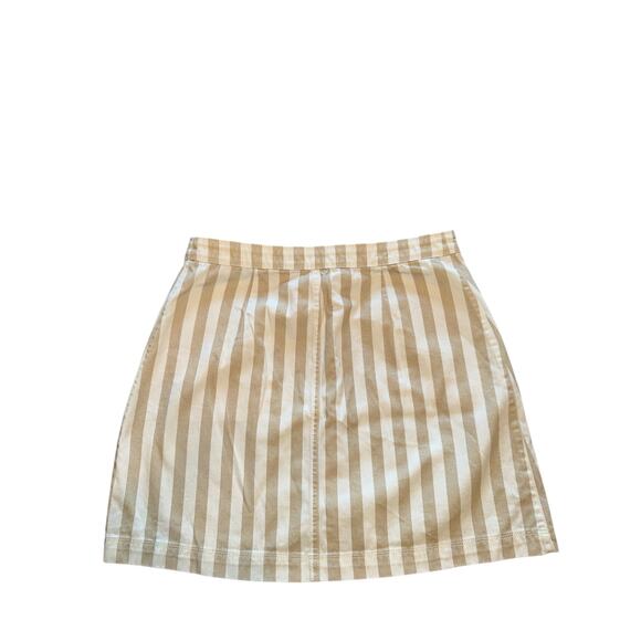 Old navy beige and cream striped button up denim mini skirt size 8 - Picture 2 of 4